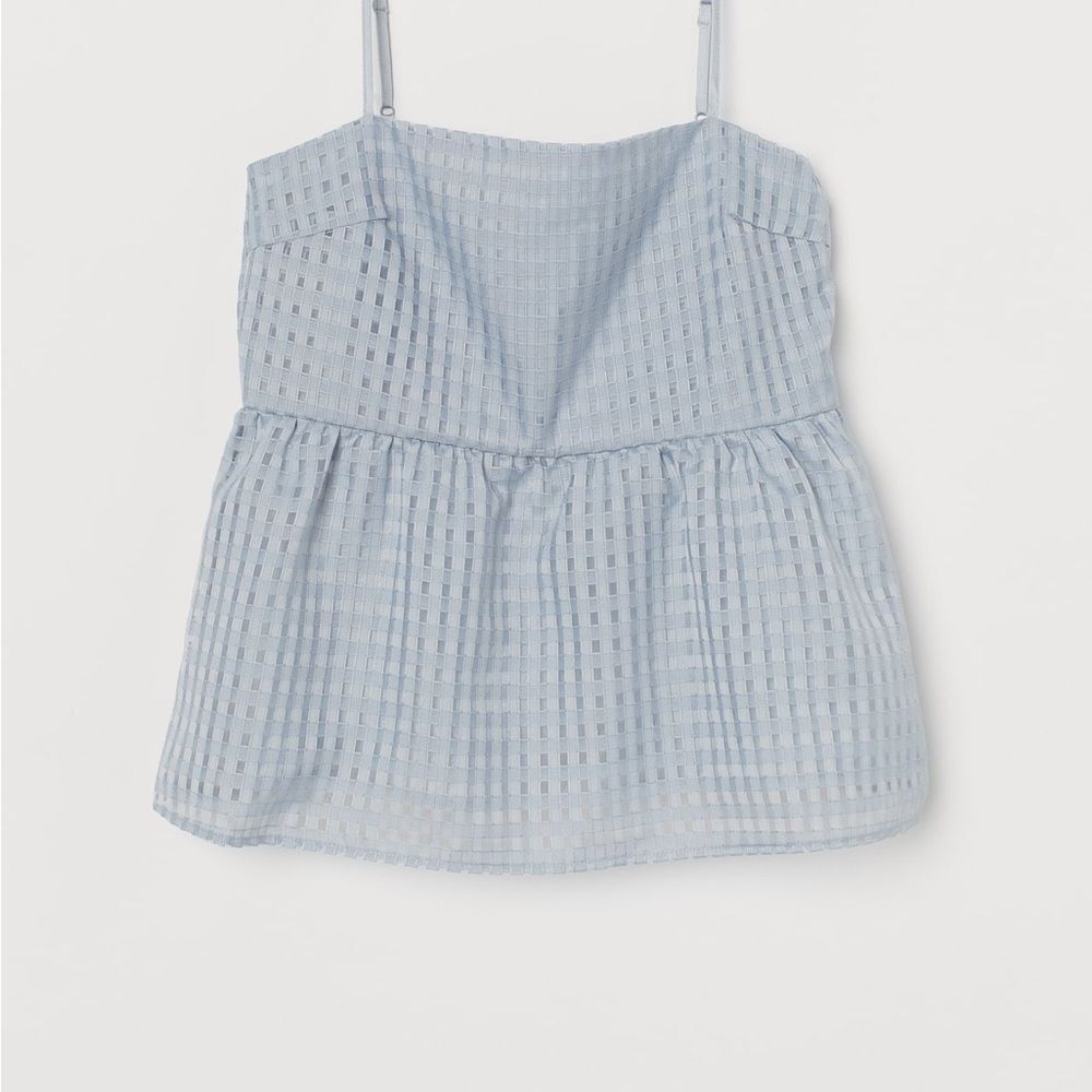 H&M Slate Blue Flared Peplum Style Tank Top Size Large EUC